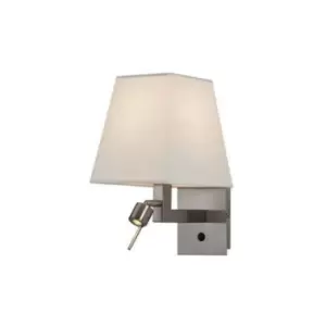 image of Larissa Buhovo Wall Light 1x E27 Max 40W + LED 3000K 3W Chrome Matt- White Shade