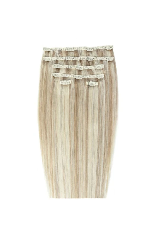 Image of Beauty Works Womens 20" Double Hair Set Clip-In Extensions 210g in Champagne Blonde Champagne Blonde Female One Size