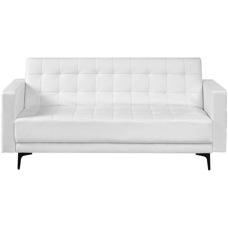 Image of Beliani Sofa Bed 3 Seater Aberdeen Faux Leather White