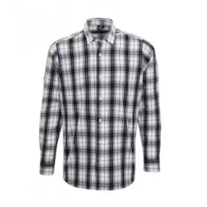Image of Premier Mens Ginmill Check Long Sleeve Shirt (L) (Black/White)