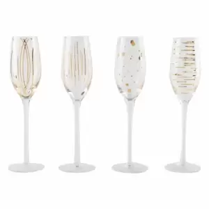 image of Mikasa Cheers Metallic Gold Set Of 4 7Oz Flute Glasses