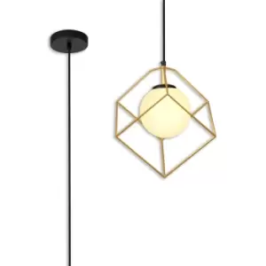 Image of Single Pendant, 1 Light Adjustable E14, Matt Black, Painted Gold