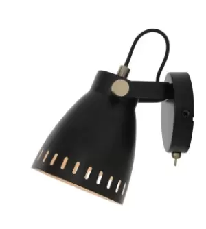 Image of Adjustable Dome Wall Lamp, 1 x E27, Matt Black, Antique Brass, Khaki