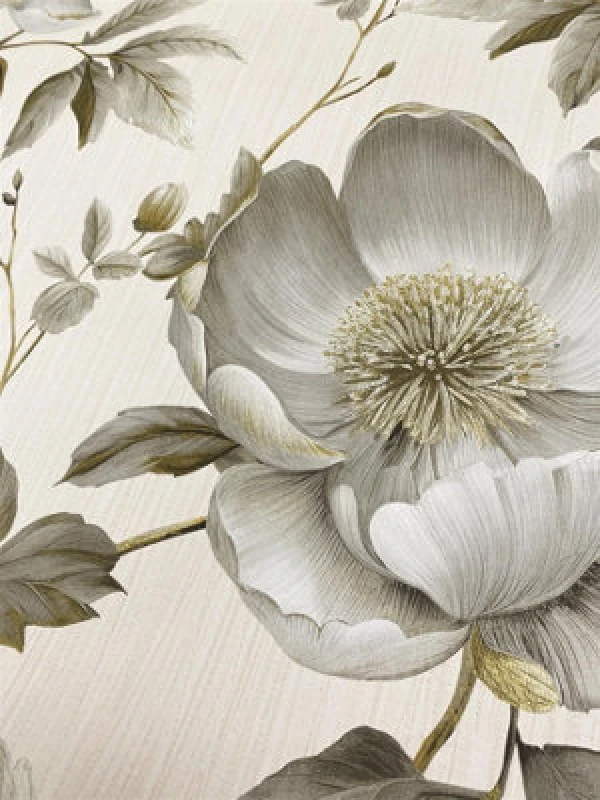 Image of Muriva Alethia Floral Wallpaper - For Living Room, Bedroom, Fireplace - Matt Finish, Floral Pattern, Cream