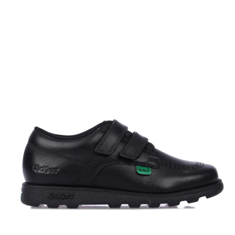 Image of Kickers Fragma Lo Strap Leather Shoes Black male 8.5 infant
