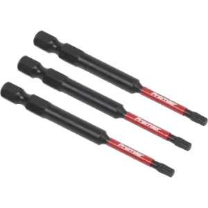 image of Sealey Impact Power Tool Torx Screwdriver Bits T15 75mm Pack of 3