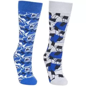 image of Trespass Childrens/Kids Rockies Ski Socks (Pack Of 2) (12-3 Child UK) (Bright Blue/Platinum)