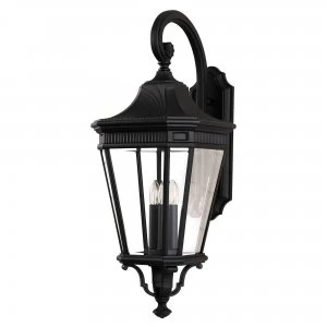 image of 3 Light Outdoor Large Wall Lantern Black IP44, E14