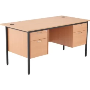 Image of Start 18 1532MM Rectangle Desk W/2X 2 Draw Fixed Pedestals-beech