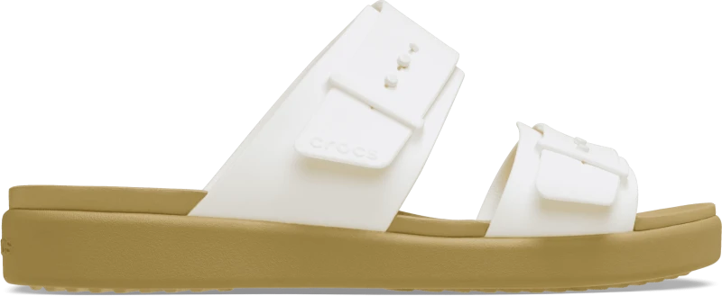 Image of Crocs Women Brooklyn Buckle Low Low Sandals Chalk/Tan 3