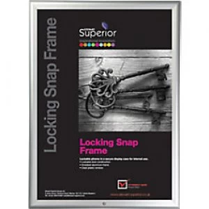 image of Stewart Superior Wall Mountable Lockable Snap Frame A2 460 x 12 x 660 mm Silver