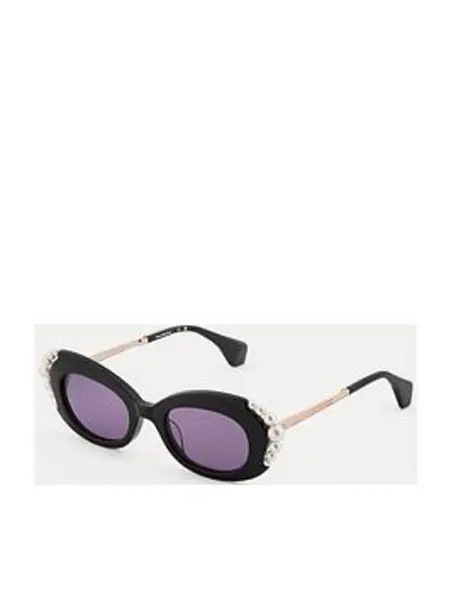 image of Vivienne Westwood Shiny Solid Black Sunglass Black VWR8S Unisex