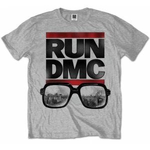 Image of Run DMC Glasses NYC Grey Mens T Shirt: Large