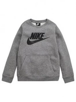 Image of Nike Boys Nsw Club + Hbr Crew Top - Grey, Size M