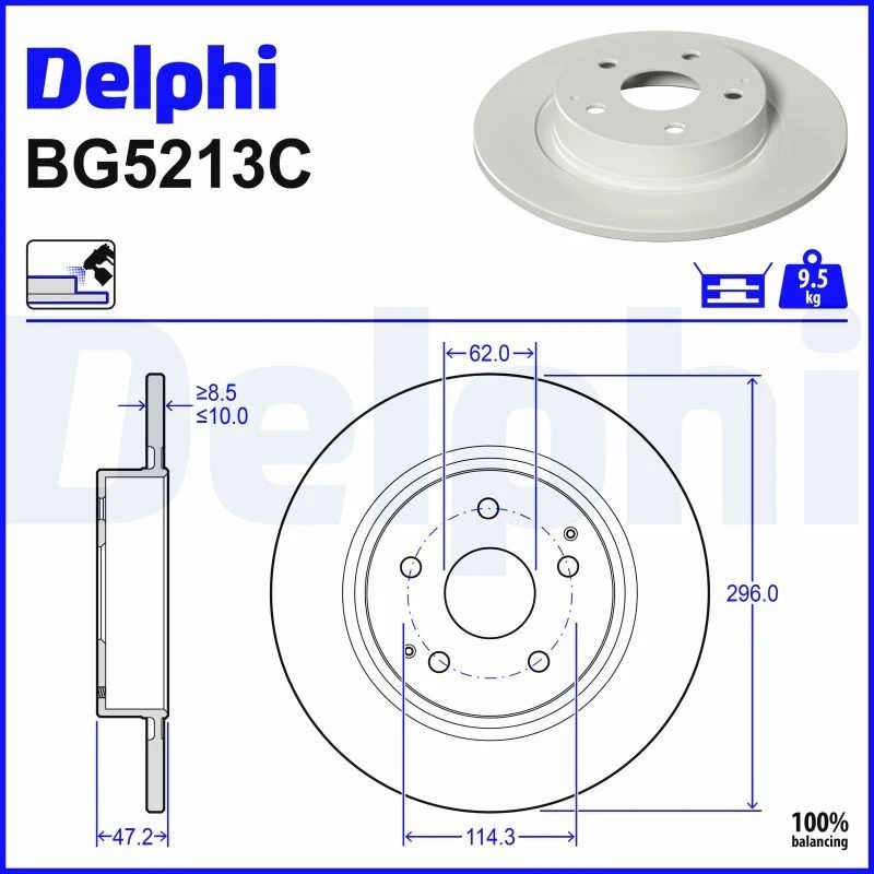 Image of DELPHI Brake disc DELPHI BG5213C