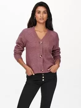Image of Only Carol Short Button Cardigan - Pink, Size S, Women