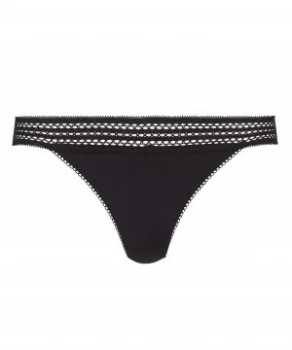Image of DKNY Classic cotton lace trim thong Black