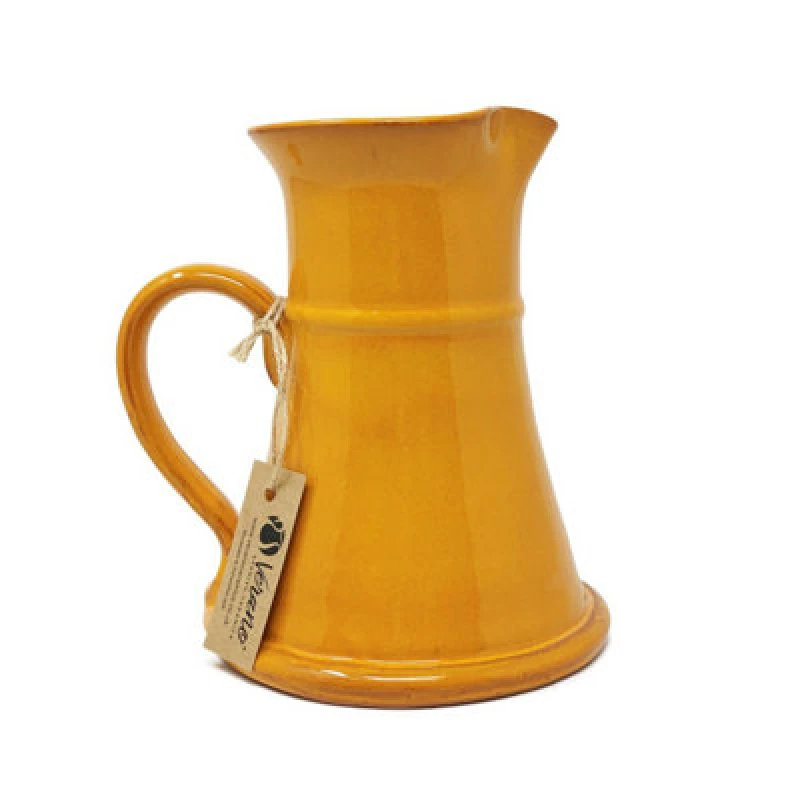 Image of Verano Spanish Ceramics Selena Glazed Hand Dipped Kitchen Dining Large Flat Based Jug Orange 1L (H) 20Cm