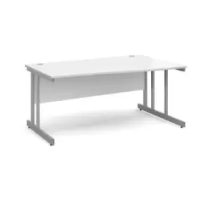 Image of Office Desk Right Hand Wave Desk 1600mm White Top With Silver Frame 1200mm Depth Momento