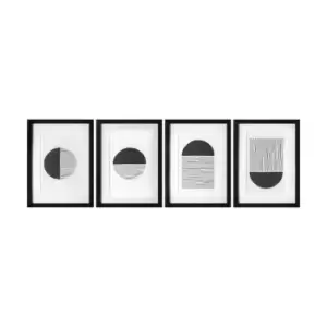 image of Set of 4 Abstract Formation Framed Art Black and white