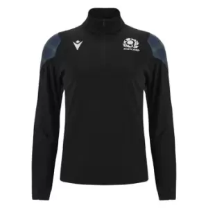 Macron Scotland Rugby 6 Nations Quarter Zip Fleece 2023 2024 Adults - Black