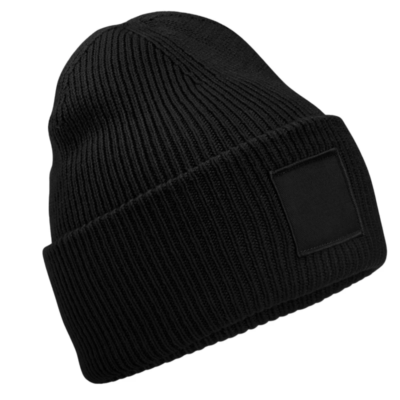 Image of Beechfield Beechfield Men Tonal Patch Beanie in Black One Size Male 5063750976273