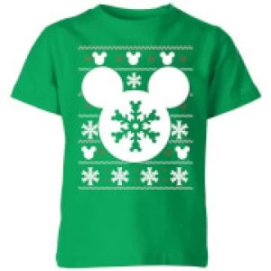 Image of Disney Snowflake Silhouette Kids Christmas T-Shirt - Kelly Green - 9-10 Years