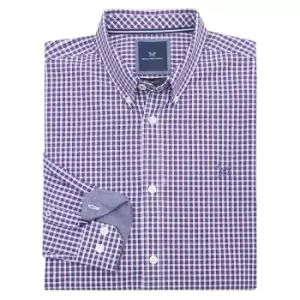 Image of Crew Clothing Mens Jasper Washed Poplin Check Shirt Optic White/Bright Navy Red XXL