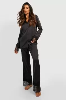 Image of Oversized Lace & Satin Pj Trouser Set