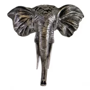 Image of Silver Resin Elephant Head Wall Hanging Decoration