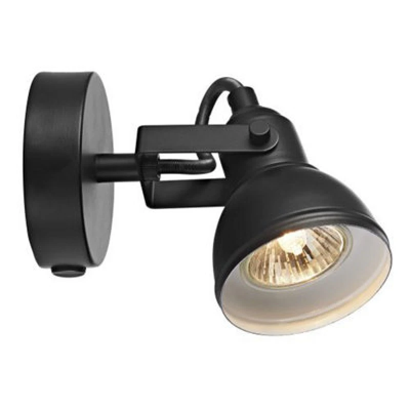 Image of Happy Homewares Unique Industrial Designed Matt Black Switched Wall Spot Light