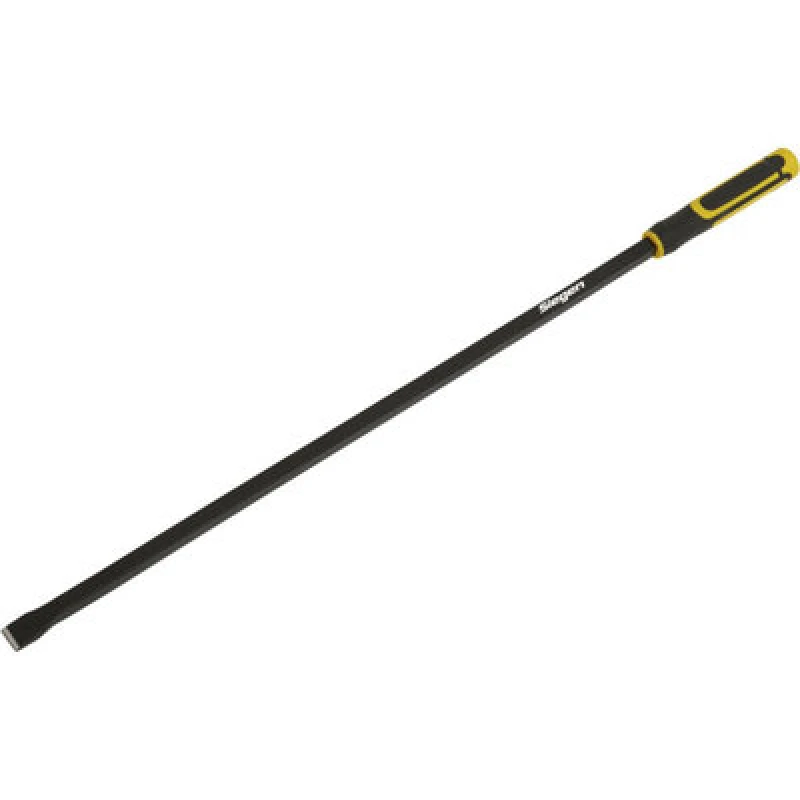 Image of Loops 900mm Heavy Duty Straight Pry Bar with Hammer Caps - Hardened Steel - Soft Grip Metallics