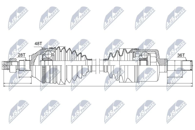 Image of NTY NPW-FR-042 Drive shaft Manual Transmission, Front Axle Left Drive Shaft (13)