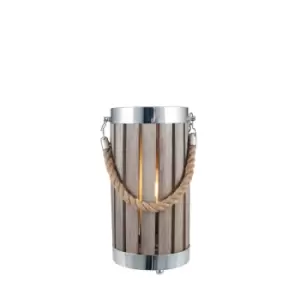 Image of Grey Wash Wood Small Lantern Table Lamp