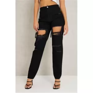 I Saw It First Black Distressed Mom Jeans - Black