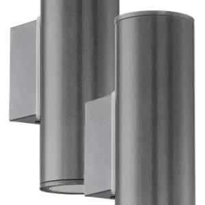Image of 2 PACK IP44 Outdoor Wall Light Anthracite Zinc Plated Steel 2x 3W GU10