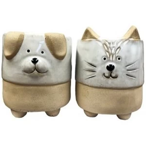Image of Dog and Cat Planter With Ears and Feet 12cm (Set of 2)