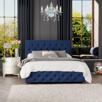 Image of Luna Ottoman Storage Bed, Plush Velvet, Navy Single - Laurence Llewelyn-bowen