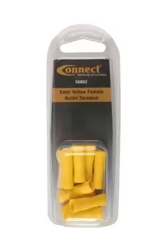 Image of 5mm Yellow Female Bullet Terminal Pk 10 Connect 36882