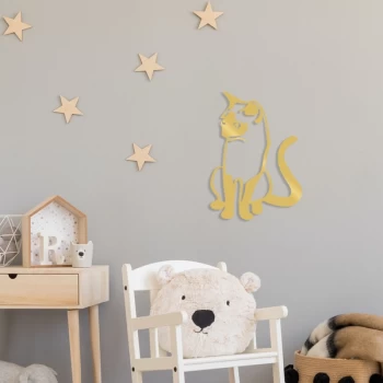 Image of Cat 2 - Gold Gold Decorative Metal Wall Accessory