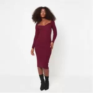 Missguided Petite Rib Sweetheart Neck Knit Midaxi Dress - Purple