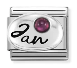 Image of Nomination CLASSIC Silvershine Symbols January Garnet Birthstone...