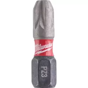 image of Milwaukee Shockwave Impact Duty Pozi Screwdriver Bits PZ3 25mm Pack of 2