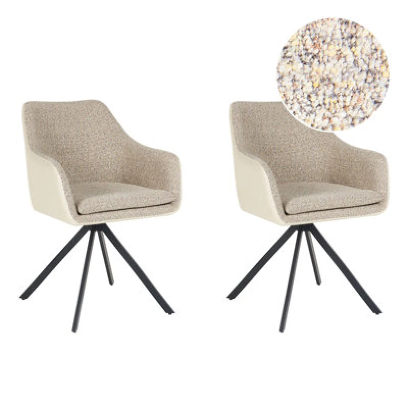 Image of Beliani Set Of 2 Dining Chairs Lithia Taupe