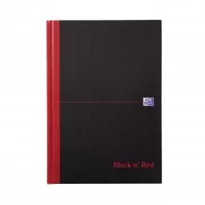 image of Black n Red Casebound Hardback A5 Notebook Single Cash 192 Pages