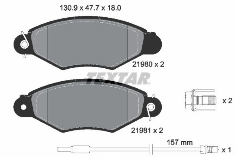 Image of Brake pad set TEXTAR 2198003