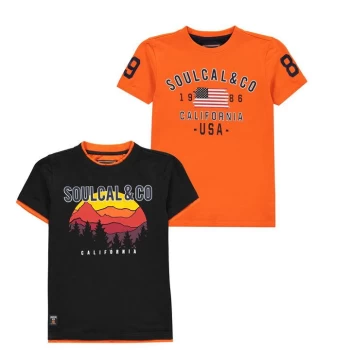 Image of SoulCal 2 Pack USA T Shirts Junior Boys - Navy/Orange