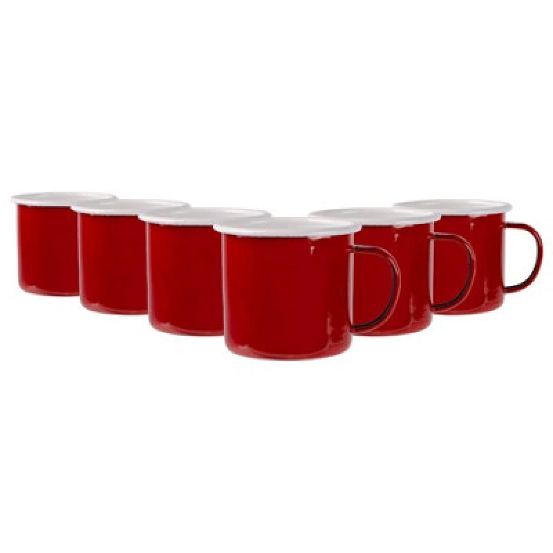 Image of Argon Tableware 6X Coloured Mugs - 375Ml - Red Tea Mugs Metal Insulated Coffee Mugs Lightweight Camping Cups For Drinking