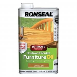 image of Ronseal Ultimate Protection Hardwood Garden Furniture Oil Oak 1l