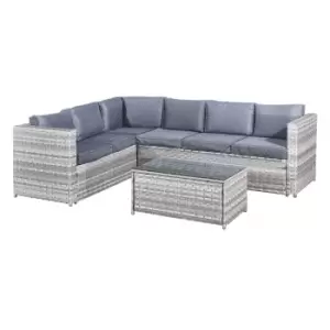 image of Oseasons Acorn Rattan 6 Seat Corner Sofa Set In Dove Grey